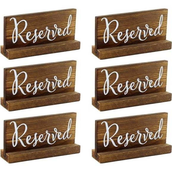 Wooden Reserved Signs for Tables (6-Pack, Brown); Rustic Real Table Signs - Picture 1 of 7